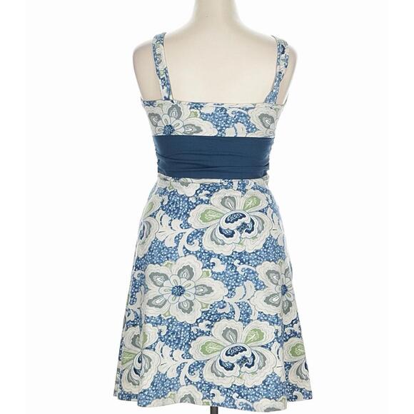 Patagonia Organic cototn Floral Dress XL Blue Green Wrap Bust Retro Boho - Picture 2 of 6